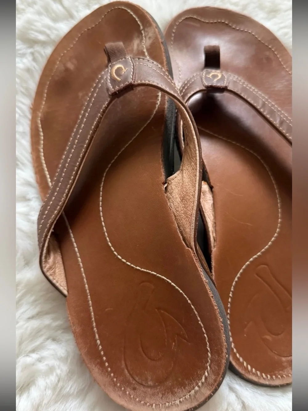 OluKai Kumu Brown Leather Flip-Flop Sandals Women’s Size US 7 EU 37 - Picture 8 of 12